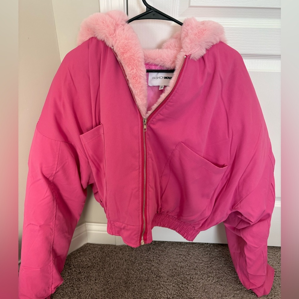 Fashion Nova Pink Puffer Jacket